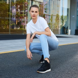 Women's Hidden Wedges Sneakers, Platform Walking Lace Up Soft Sole Shoes, High-top Comfort Shoes