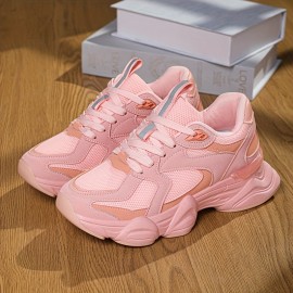 Women'S Chunky Platform Sneakers - Thick Cushioned Sole for Height & Stability, Lace-Up Closure, All-Season Everyday & Formal Shoes in Purple/Black/ - Non-Slip Rubber Outsole for Walking, Parties, Office - Casual Dad Shoes, Ladies Sneakers, Party Footwear, Trendy Footwear, Comfortable Fit, Fashionconscious Women, Stylish Footwear, Breathable Fabric, Fashion Lovers