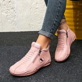 Women'S Fashion Zipper Slip-On Sneakers - Casual Outdoor Shoes with Durable Non-Slip Rubber Sole, Comfortable Walking Shoes Available in Sizes 6-9, All-Season Wear, Casual Footwear | Zipper Closure | Rubber Sole Sneaker