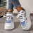 Women's Chunky Platform Sneakers - Mid Top EVA Lace-up Fashion Shoes with Round Toe, Fabric Upper & Lining, Polyurethane Sole for All-Season Comfort