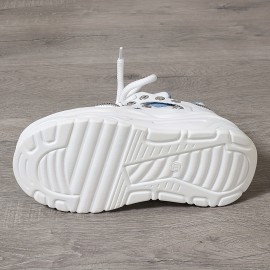 Women's Chunky Platform Sneakers - Mid Top EVA Lace-up Fashion Shoes with Round Toe, Fabric Upper & Lining, Polyurethane Sole for All-Season Comfort