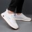 Men's All-Season Breathable White Sneakers - Casual & Sporty, Non-Slip Soft Rubber Sole, Low-Top Design with Pull Tab, Comfortable Microfiber Upper for Casual Attire