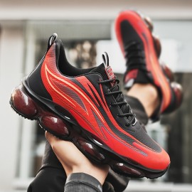 Men'S Low-Top Casual Sneakers with Air Cushion Technology - Breathable Fabric Upper, Red & Black Design, EVA Sole for All-Season Comfort, Everyday Shoes | Sleek Shoe Design | Air Cushion Shoes