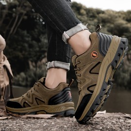 Men's Casual Sneakers - Breathable Low-Top Design with PU/Fabric Upper & EVA Cushioned Sole, Earthy Brown & Black Colorway for All-Season Comfort - Ideal for Daily Wear, Hiking & Urban Adventures, Hiking Shoes