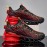 Men's Blade Sneakers - Breathable Running Sneakers with Flame Design, Mid-Top Support & TPU Sole for Hiking, Outdoor, Casual Wear - Black/Red/Yellow, Hiking Shoes, Outdoor Footwear, Dynamic Shoe Design, EVA Cushioning