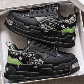 [Retro Sneakers for Men] Breathable & Lightweight Men's Retro Sneakers | Thick Sole Height Increase, Soft Comfortable Fabric & Faux Upper, Lace-Up Casual Shoes for All-Season Wear, Everyday Footwear, Modern Durable Sneakers