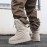 [Men's Height-Enhancing Boots] Korean Fashion Inspired Height-Enhancing Boots for Men | High-Top Chunky Platform Boots - Thick Platform Sneakers/Boots Hybrid with Lace-Up Closure, Upper & PVC Sole, Beige/ All-Season /Streetwear Shoes for Casual & Formal Events