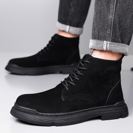 Men'S Winter Boots - Slip-Resistant Rubber Sole, Lace-Up Ankle Support, All-Season Outdoor Shoes for Hiking, Construction, Everyday - Brown Boots with Cushioned Insole - Durable Synthetic Faux Upper - Ideal for Cold Weather & Heavy Terrain, Winter Shoes, Hiking Footwear, Sporty Design, Warm Lining, Construction Workers, Casual Footwear, Retro Style, Reinforced Stitching, Slip On Driving Boot/shoe Boot, Driving Shoe, Versatile Outdoor Boot