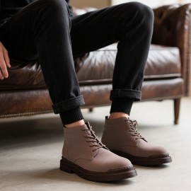 Men'S Winter Boots - Slip-Resistant Rubber Sole, Lace-Up Ankle Support, All-Season Outdoor Shoes for Hiking, Construction, Everyday - Brown Boots with Cushioned Insole - Durable Synthetic Faux Upper - Ideal for Cold Weather & Heavy Terrain, Winter Shoes, Hiking Footwear, Sporty Design, Warm Lining, Construction Workers, Casual Footwear, Retro Style, Reinforced Stitching, Slip On Driving Boot/shoe Boot, Driving Shoe, Versatile Outdoor Boot