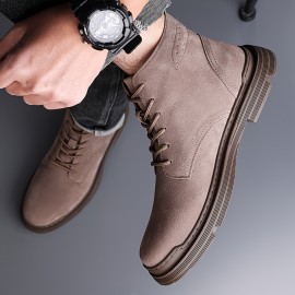 Men'S Winter Boots - Slip-Resistant Rubber Sole, Lace-Up Ankle Support, All-Season Outdoor Shoes for Hiking, Construction, Everyday - Brown Boots with Cushioned Insole - Durable Synthetic Faux Upper - Ideal for Cold Weather & Heavy Terrain, Winter Shoes, Hiking Footwear, Sporty Design, Warm Lining, Construction Workers, Casual Footwear, Retro Style, Reinforced Stitching, Slip On Driving Boot/shoe Boot, Driving Shoe, Versatile Outdoor Boot