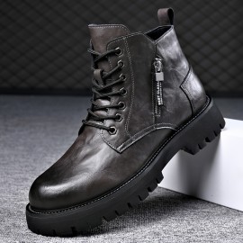 Durable Men's Casual Lace-Up Boots for Everyday Wear and Outdoor Activities - Water-Resistant and Perfect for Any Occasion