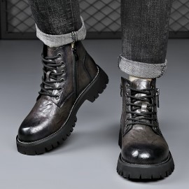 Durable Men's Casual Lace-Up Boots for Everyday Wear and Outdoor Activities - Water-Resistant and Perfect for Any Occasion