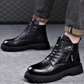 Durable Men's Casual Lace-Up Boots for Everyday Wear and Outdoor Activities - Water-Resistant and Perfect for Any Occasion