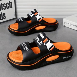 Women's Slip- Cushioned Sandals - All-Season Black & Orange Slip-On/ Closure Slippers with Arch, Breathable Open-Toe Beach Shoes for Home, Outdoor, and Light Sports - Lightweight & Durable Casual Sneakers-like Slides (Black/Orange/White) - Fashionable & Versatile for Casual Attire, Korean & Japanese Style, Anti-Smell & Anti-Slip Design, Ideal for Women, Slippers For Women, Womens Shoes, Shoes For Women