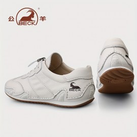 Women'S Casual Fashion Sneakers - All-Season Low Top Lace-up Plain Toe Shoes with Cow Leather Upper, Pig Leather Inner & Insole, and Rubber Sole - Hand Washable Solid Color Shoes from Quanzhou