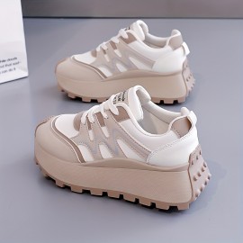 Women'S Lightweight Sneakers - All-Season Lace-Up Walking Shoes, Minimalist White & Black Accent Design, Cushioned TPU Sole for Running, Gym, Everyday - Synthetic Cover Upper Casual Shoes for Women & Teens, Gym Footwear, Sleek Shoe Design, Fabric Lined Interior, Sporty Footwear, Durable Construction, Versatile Footwear, Teen Fashion, Gym Trainers, Sporty Sneakers, Teen Wear, Casual Footwear, Lifestyle, Comfortable Footwear, Teenage Style, Trendy Footwear