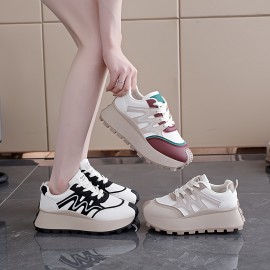 Women'S Lightweight Sneakers - All-Season Lace-Up Walking Shoes, Minimalist White & Black Accent Design, Cushioned TPU Sole for Running, Gym, Everyday - Synthetic Cover Upper Casual Shoes for Women & Teens, Gym Footwear, Sleek Shoe Design, Fabric Lined Interior, Sporty Footwear, Durable Construction, Versatile Footwear, Teen Fashion, Gym Trainers, Sporty Sneakers, Teen Wear, Casual Footwear, Lifestyle, Comfortable Footwear, Teenage Style, Trendy Footwear