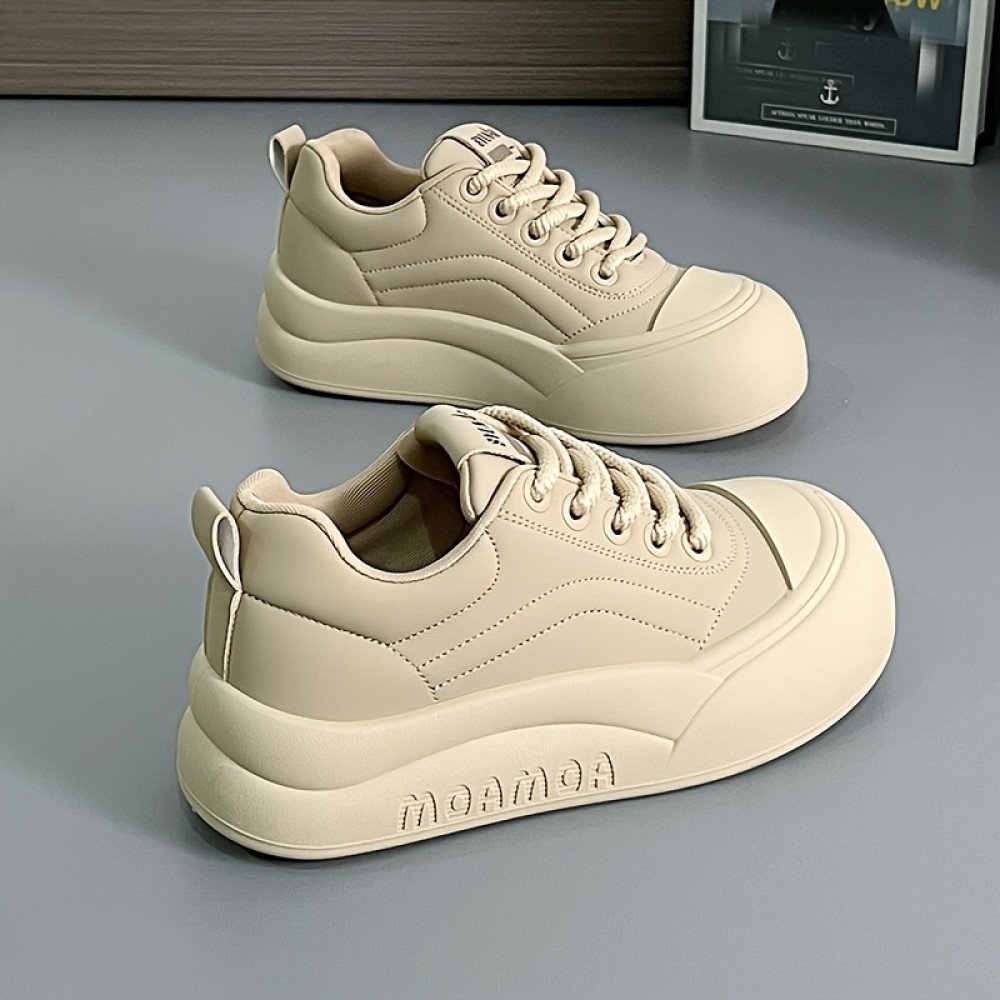 Women's Casual Fashion Sneakers Low Top Lace-Up Walking Shoes with Lightweight TPU Sole and Fabric Insole - Solid Color All-Season Comfort Footwear