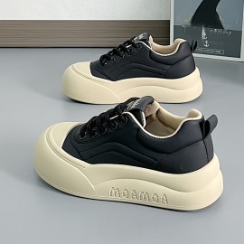 Women's Casual Fashion Sneakers Low Top Lace-Up Walking Shoes with Lightweight TPU Sole and Fabric Insole - Solid Color All-Season Comfort Footwear