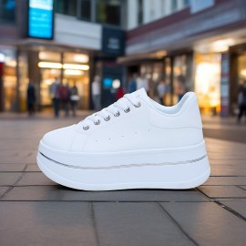 Women'S Breathable Low-Top Sneakers - Lightweight, Soft Sole Casual Shoes for Running, Fitness & Sports, Black with White Detailing, Lace-Up Closure, All-Season Comfort