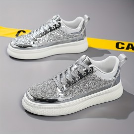 Women'S Golden Glitter Sneakers - Breathable Mesh Low-Top Casual Shoes with Non-Slip Rubber Sole, Comfortable Soft Fabric Lining for Outdoor Running, Tennis, and Casual Attire, Ladies Sneakers