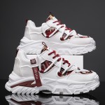 Men's Fashion Dad Shoes - Casual & Athletic Sneakers with Mesh Upper, Breathable Design, White & Multicolor Pattern, Comfortable for Casual Attire, Running, and Sports