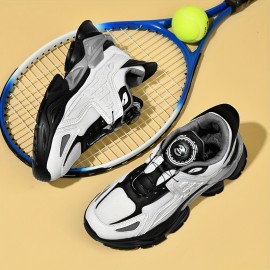 Men's Futuristic Rotating Buckle Dad Sneakers - Breathable Mesh Streetwear Shoes with Cushioned Rubber Sole, All-Season Comfort & Round Toe Design for Casual Wear, Casual Streetwear Shoes | Futuristic Sneakers | Breathable Design