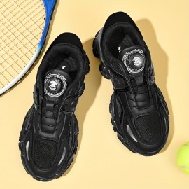 Men's Futuristic Rotating Buckle Dad Sneakers - Breathable Mesh Streetwear Shoes with Cushioned Rubber Sole, All-Season Comfort & Round Toe Design for Casual Wear, Casual Streetwear Shoes | Futuristic Sneakers | Breathable Design