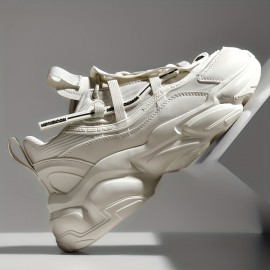 Men's Breathable Lightweight Running Platform Shoes, Outdoor Athletic Walking Shoes, Men's Lace Up Sneakers, Spring And Summer