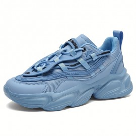 Men's Breathable Lightweight Running Platform Shoes, Outdoor Athletic Walking Shoes, Men's Lace Up Sneakers, Spring And Summer