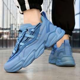 Men's Breathable Lightweight Running Platform Shoes, Outdoor Athletic Walking Shoes, Men's Lace Up Sneakers, Spring And Summer