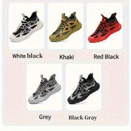 Men'S Lightweight Trail Running Shoes - All-Terrain Non-Slip Grip, Cushioned EVA/TPU Sole, Lace-Up Closure - Olive Green/Orange Accent - for Hiking, Gym, Everyday - All-Season Outdoor & Casual Shoes - Durable PVC/Fabric Upper - Ideal for Beginners & Experts, Hiking Footwear, Sporty Look, Breathable Fabric, Sporty Design, Reinforced Stitching, Fitness Enthusiasts