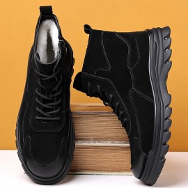Men'S Winter Warm Work Boots Retro High-Top Shoes, Suitable for 11 Festivals, Thickened Non-Slip Durable Outdoor Casual Short Boots