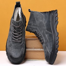 Men'S Winter Warm Work Boots Retro High-Top Shoes, Suitable for 11 Festivals, Thickened Non-Slip Durable Outdoor Casual Short Boots