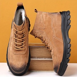 Men'S Winter Warm Work Boots Retro High-Top Shoes, Suitable for 11 Festivals, Thickened Non-Slip Durable Outdoor Casual Short Boots