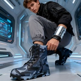 Men's Soft Sole Anti-Slip Hiking Boots, Outdoor Combat Boots