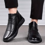 Men'S Business Casual High-Top Ankle Boots with Side Zipper - Comfortable Non-Slip Thick Sole, Breathable Microfiber Synthetic & Faux Lining, Durable Rubber Outsole for Office, Outdoor, and Casual Attire - Black, Office Footwear, Modern Footwear, Secure Fit Footwear, Men'S Shoes, Height-increasing Landrova For Men, Casual Sports Shoes For Men, School Shoes For Teenage , Men Shoe