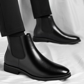 [Easy On/Off Fashion Boots] Plus Size Men's Casual Chelsea Boots - Slip-On Square Toe, Lightweight All-Season Comfort, Faux Cover Upper & Rubber Sole, Round Toe Design for Daily Wear, Outdoor Activities - Easy On/Off Fashion Boots, Outdoor Footwear, Minimalist Style, Durable Construction, Urban Style