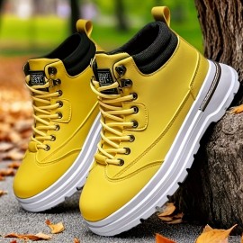 Men's All-Season Heavy-Duty  Ankle Boots - All-Terrain Traction PVC Sole, Round Toe Hiking Boots for Outdoor, Casual & Casual Attire - All-Season Winter/Spring/Fall Boots (Compatible with Thick/Heavy Footwear)