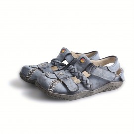 [French Retro Sandals] TMA EYES French Retro Women's Summer Sandals | Adjustable Hook-and-Loop Closure, Breathable Hollow-Out Toe, Low Heel & Cushioned Insole, Durable TPR Sole - Casual Comfort for Warm Weather, Strappy Sandals