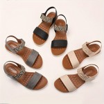 Women's Slip-On Sandals - Open-Toe Flat Heel Beach Shoes with Cushioned PU Insole, Brown/, Slip-Resistant Outsole - Lightweight for Poolside, Shopping, Everyday Summer Wear - Easy-Clean Women's Footwear, Ladies Shoes And Sandals, Stylish Crisscross Straps, Durable Pu Cover