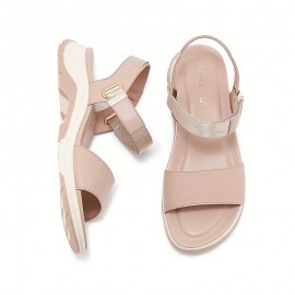 Women's White Faux Cover Platform Sandals with Buckle Strap & Arch Support - Thick Platform Heel, Open-Toe Mule Slippers, Cushioned Insole & Arch Stabilizer for All-Day Comfort - Casual to Formal Summer Shoes - Versatile for Office, Shopping, Casual Attire - Metallic Buckle Closure, TPR Sole, Minimalist Design, Beige & White Color Options, Low Heel Sandals for Women, Shoes for Women Plus Size, Fancy Sandals, Sandals for Women High Quality, Designer Shoes for Women