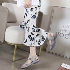 Women'S Summer Casual Flat Sandals - Breathable Mesh Upper, Non-Slip Rubber Sole, Adjustable Hook-and-Loop Strap, Lightweight Comfort for Outdoor & Casual Attire, Grey, Strappy Sandals