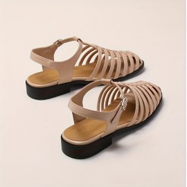 Women's Retro White Sandals with Mary Jane Strap & Ankle Strap - Low Block Heel, Arch Support, Buckle Closure, Faux Cover Upper & TPR Sole - Elegant Casual to Formal Summer Shoes for Beach, Office, Semi-Formal Events - Comfortable White Sandals with Arch Support, Sandals for Women High Quality, Elegant Flat Sandals for Women, Strap Sandals, Women Sandals for Dress, Sandal for Women