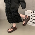 Women'S Stylish Brown Slide Sandals with Buckle Strap - Open-Toe Mid-Heel, Faux Cover, Perfect for Casual or Dressy Outfits, Casual Footwear | Open Toe Sandals | Faux Cover Sandals