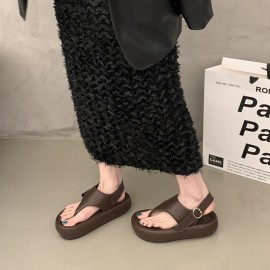 Women'S Stylish Brown Slide Sandals with Buckle Strap - Open-Toe Mid-Heel, Faux Cover, Perfect for Casual or Dressy Outfits, Casual Footwear | Open Toe Sandals | Faux Cover Sandals