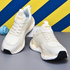 Women's Breathable Mesh Sneakers - Stylish Pink & White Running Shoes with Non-Slip EVA Sole, Comfortable Fabric Lining, and Secure Lace-Up Design for Casual or Athletic Wear, Allseason Shoes | Laceup Sneakers | Comfortable Lining