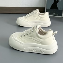 Women's Casual Fashion Sneakers Low Top Lace-Up Walking Shoes with Lightweight TPU Sole and Fabric Insole - Solid Color All-Season Comfort Footwear
