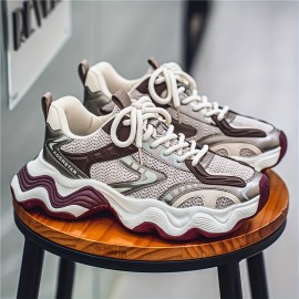 Men'S Fashion Sneakers - Casual Sports Shoes for Running, Hiking & Daily Wear, All-Season Low Top Lace-Up with Round Toe, Fabric Upper & Inner, PVC Sole, Solid Color