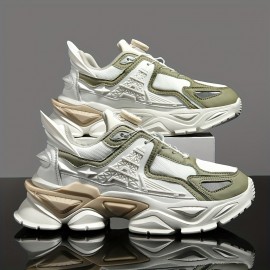 Men's Futuristic Rotating Buckle Dad Sneakers - Breathable Mesh Streetwear Shoes with Cushioned Rubber Sole, All-Season Comfort & Round Toe Design for Casual Wear, Casual Streetwear Shoes | Futuristic Sneakers | Breathable Design